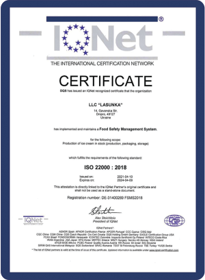 Certificado Internacional ISO 22000